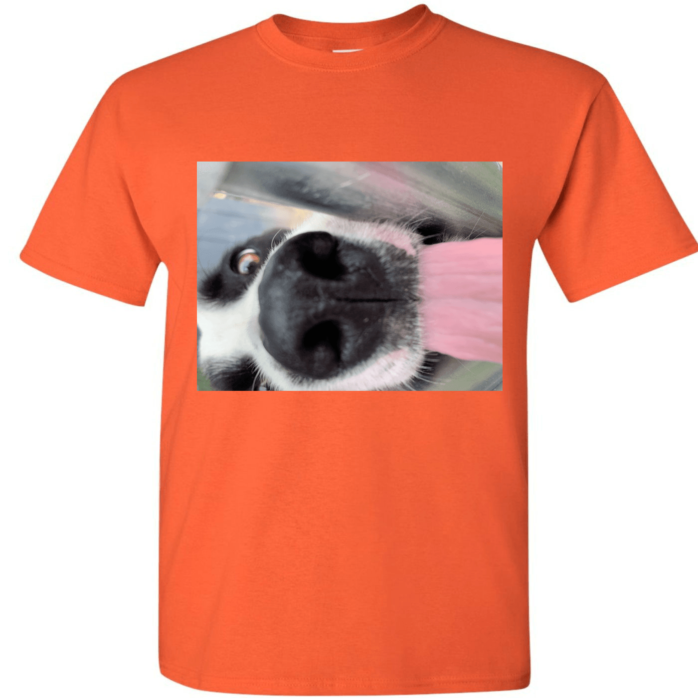 Sideways Orange Pup Tee Shirt